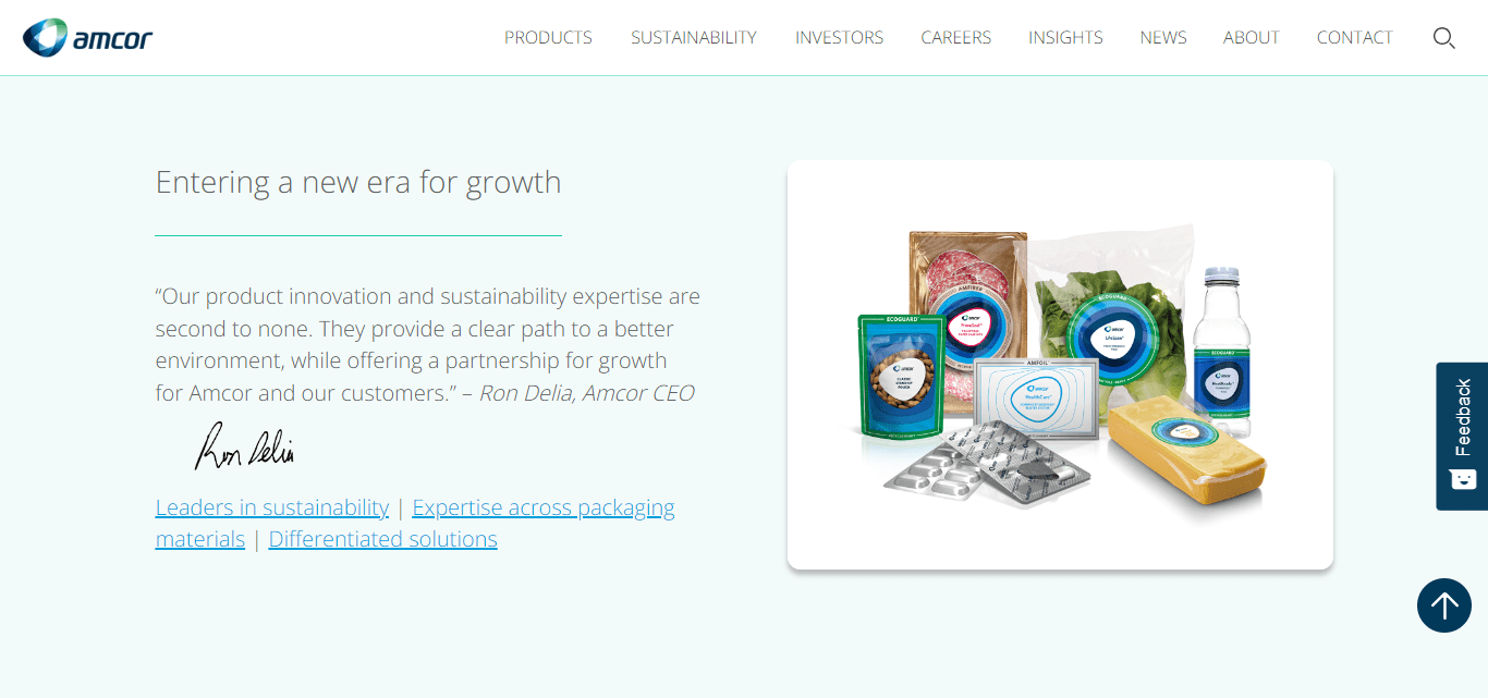 Website preview of Amcor Flexibles India Private Limited a leading Packaging Company in India.