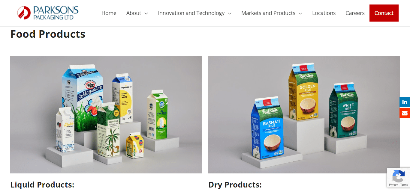 Website preview of Parksons Packaging Limited a leading Packaging Company in India.